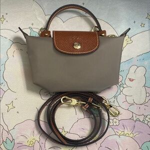 Longchamp Le Pliage Mini Grey Crossbody Canvas Tote